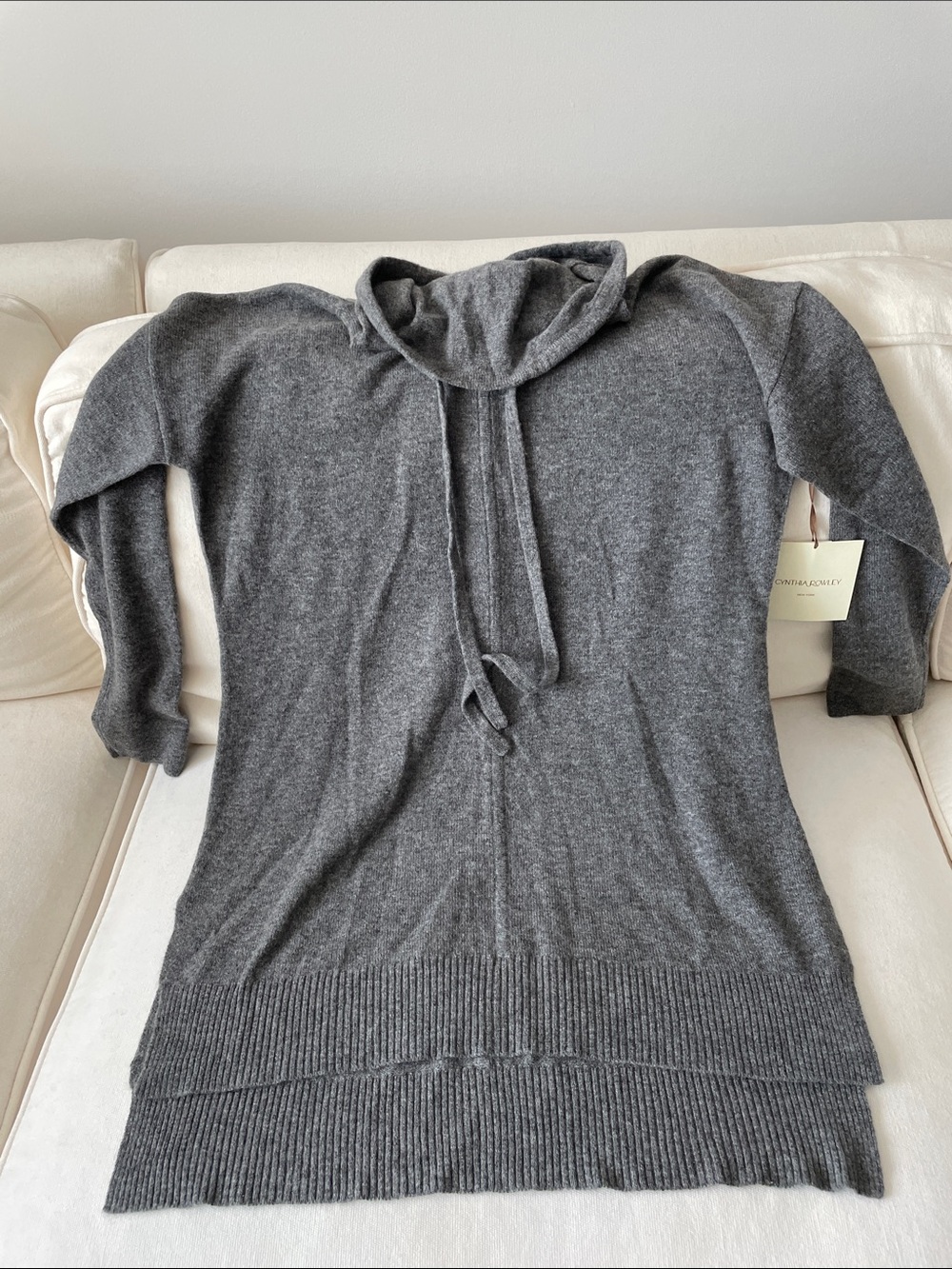 Cynthia Rowley Charcoal Gray Cowl Neck Knit Sweater